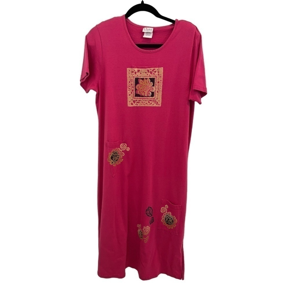 Liebe Pink Short Sleeve Resortwear Beach Fun Summer Dress Size Large